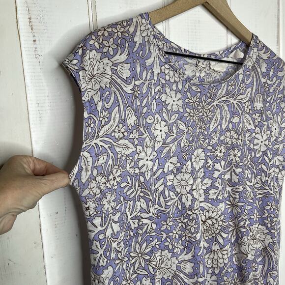 Rachel Ashwell Purple Floral Linen Top Asymmetrical Button Back Cottagecore M - Picture 5 of 8
